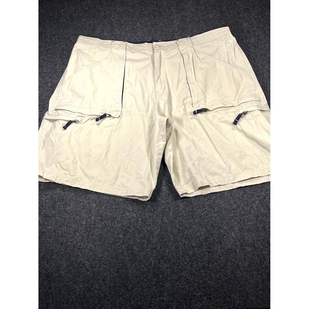 Faded Glory Convertible Cargo Shorts Mens 42 Beige Cotton Zip Off Hiking Outdoor